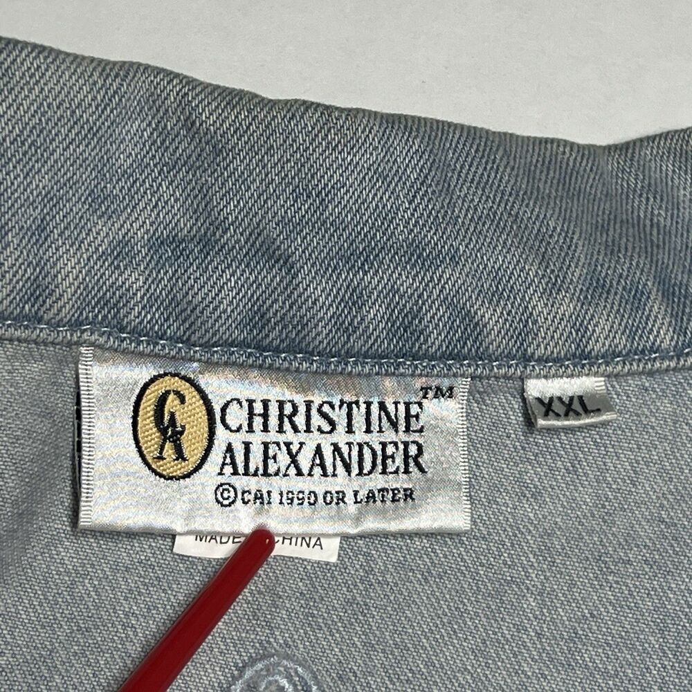 Vintage 90's Y2K Christine Alexander Denim Bling Jacket Women's 2XL Light Wash - Picture 6 of 11